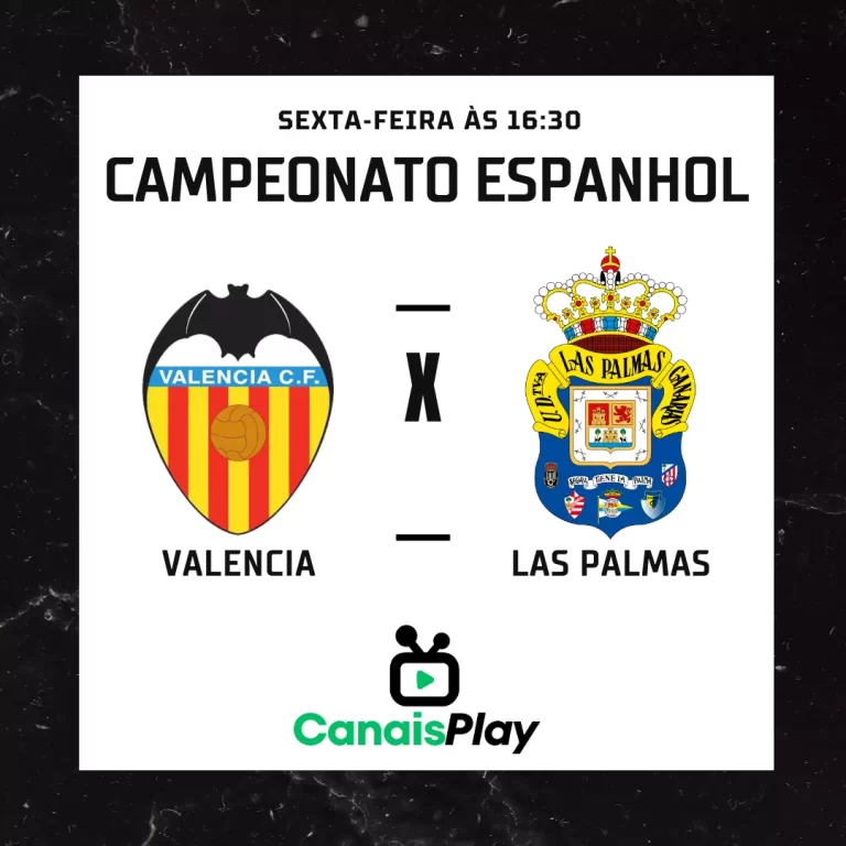 Assistir Valencia x Las Palmas ao vivo aqui no Canais Play! No segundo jogo da LaLiga. A partida está agendada para a próxima sexta-feira (18), com pontapé inicial às 16h30 (horário de Brasília), e terá lugar no Estádio Mestalla. Todos os jogos da La Liga 23/24, você encontra aqui no Canais Play!