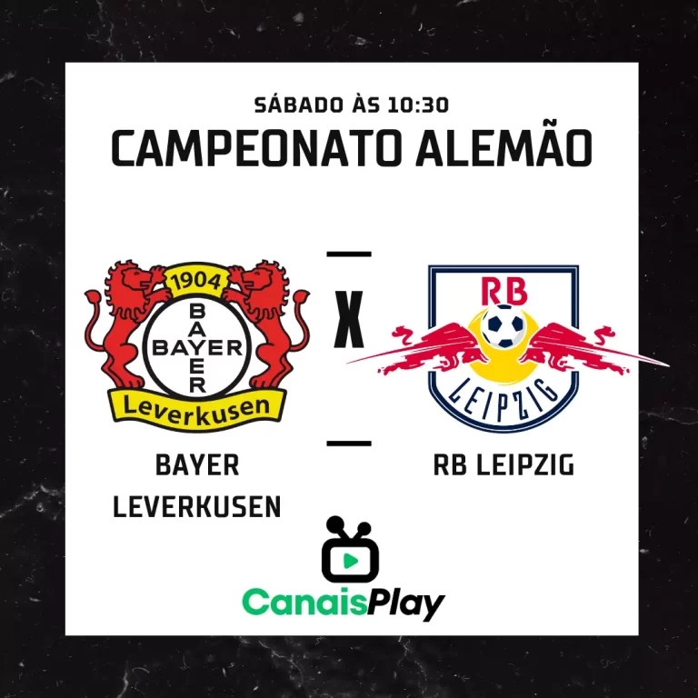 Bayer Leverkusen x RB Leipzig ao vivo aqui no Canais Play! Na abertura da 1ª rodada da Bundesliga, o confronto está agendado para o próximo sábado (19), com início às 10h30 (horário de Brasília), na BayArena. Para assistir ao vivo acesse agora CanaisPlay!